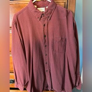 L.L. Bean Men's Red Casual Button Down Shirt